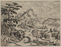TvB G 0554
<br/>
Banpaal (uit een serie van 16 "landschappen")
<br/>
<em>Cock, Hieronymus (1510 - 1570)</em>
